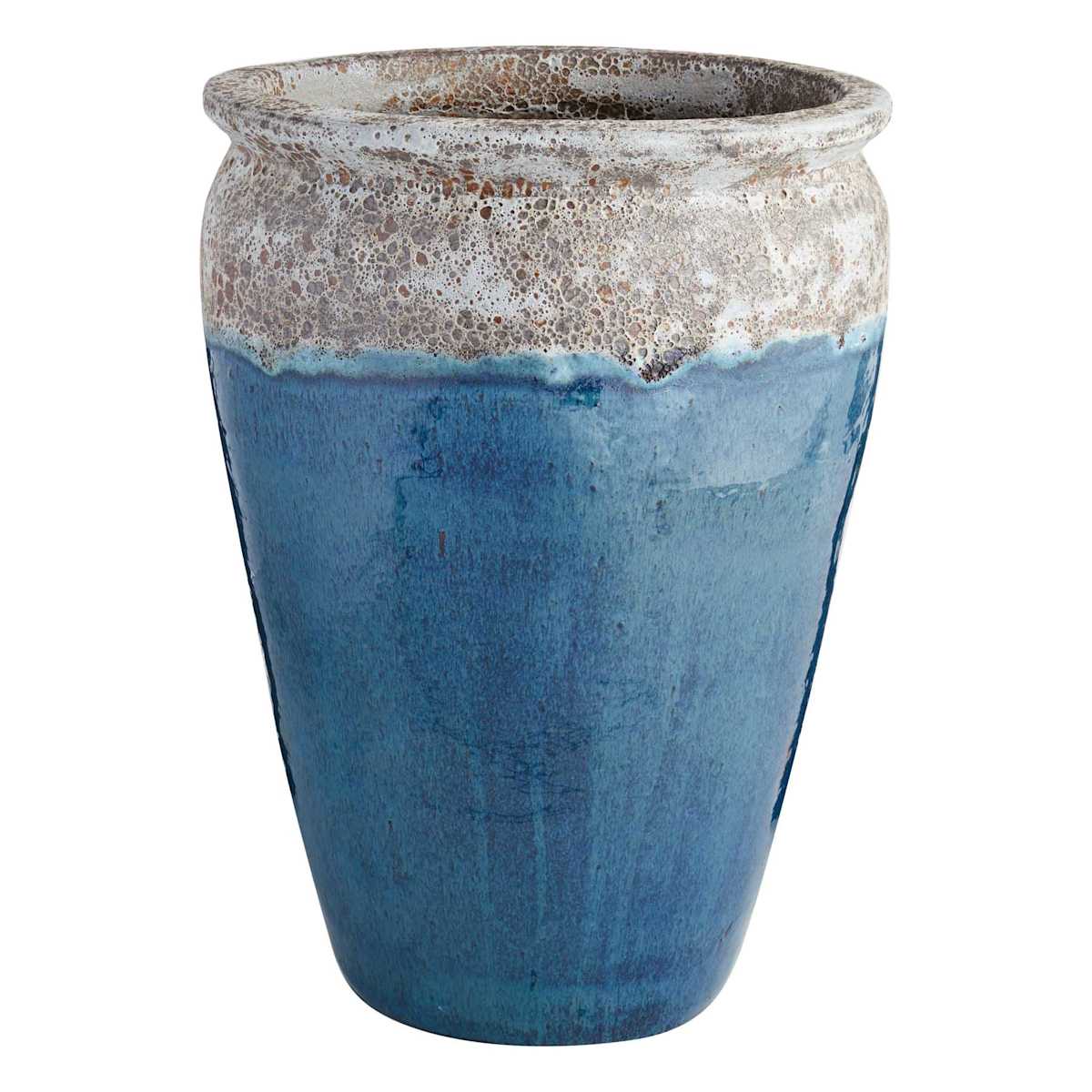 Acadia Petrol Blue Ceramic Outdoor Planter, Extra Large