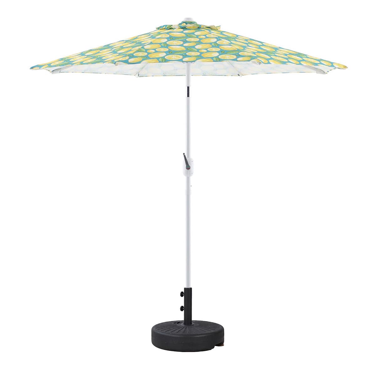 Teal & Lemon Crank & Tilt Round Patio Umbrella, 7.5'