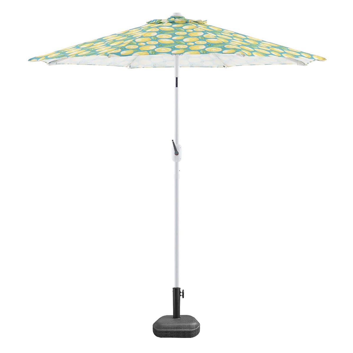 Teal & Lemon Crank & Tilt Round Patio Umbrella, 7.5'