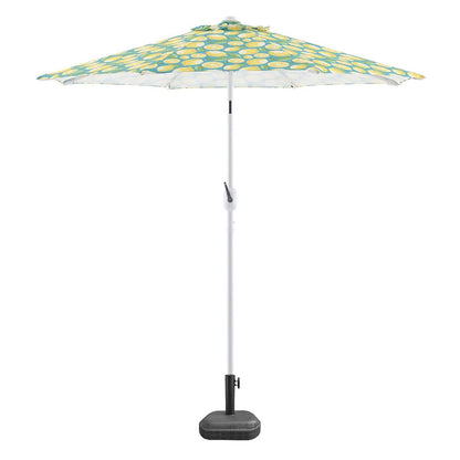 Teal & Lemon Crank & Tilt Round Patio Umbrella, 7.5'